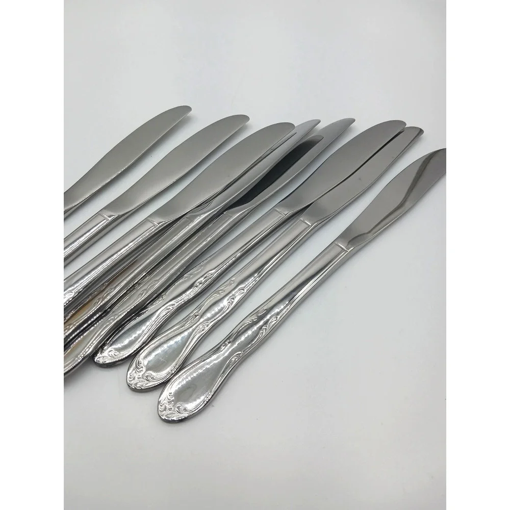 Oneida Simeon L & George H Rogers Stainless Homestead 4 Teaspoons 8 Knives Box